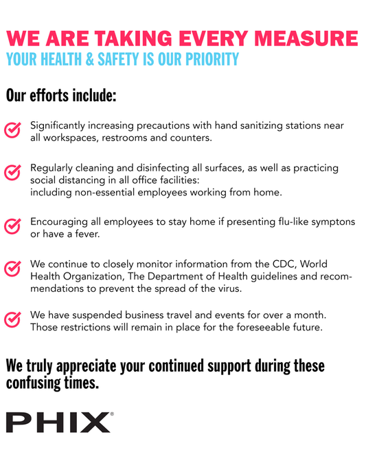 PHIX Corona Virus Safety Measures